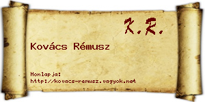 Kovács Rémusz névjegykártya